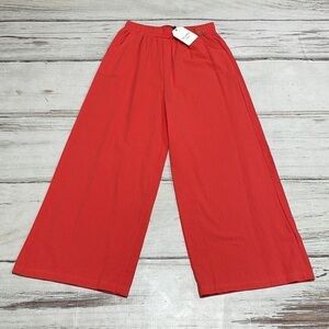 Cellabie Pants NWT Red Orange Wide Leg Cropped Pockets Size Large
